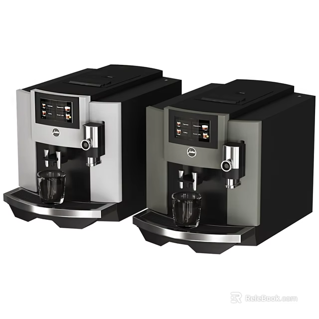Modern Automatic Coffee Machines With Digital Display And Black Silver Design 3d model 