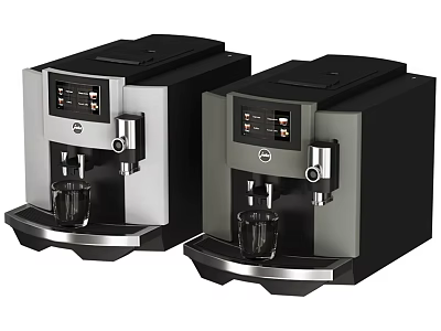 Modern Automatic Coffee Machines With Digital Display And Black Silver Design 3d model
