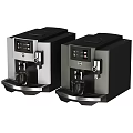 Modern Automatic Coffee Machines With Digital Display And Black Silver Design