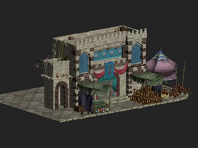 European-style cartoon architecture ancient architecture 3d model