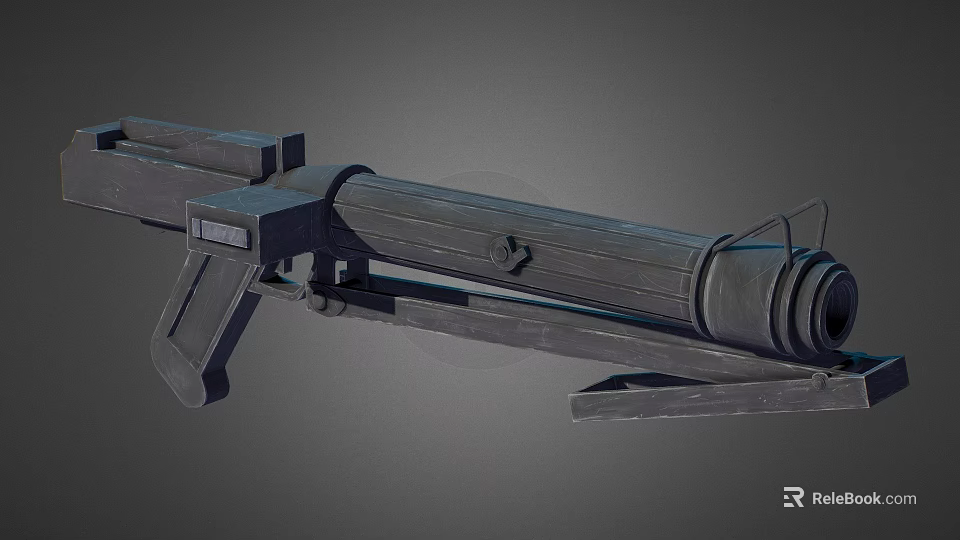 Military Tactical Long Barrel Rocket Launcher With Metal Construction Tripod Stand And Tactical Design 3d model 