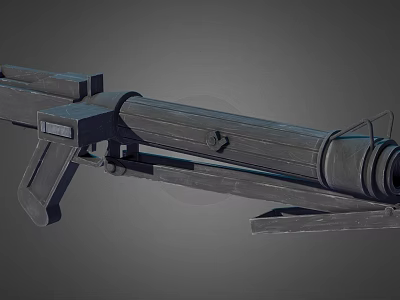 Military Tactical Long Barrel Rocket Launcher With Metal Construction Tripod Stand And Tactical Design 3d model