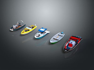 Modern Speedboat Small Boat Wooden Boat Fishing Boat 3d model