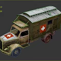 Vintage Ambulance With Red Cross Markings Rustic Brown Exterior And Metal Roof Design