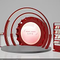 Check-in Area Featuring Red Circular Structure Meet New LOVE Text And Display Shelves