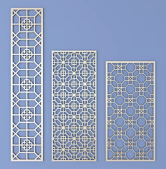 Chinese-style openwork window pane lattice openwork carved flower 3d model