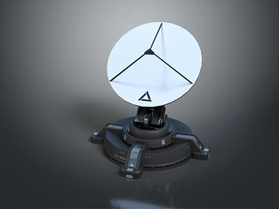 Satellite Dish Antenna With Triangular Support Frame And Stable Mounting Base 3d model