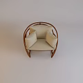 Modern Single Sofa with Curved Wooden Frame and Beige Comfortable Cushions