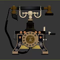Vintage Telephone With Copper Accents Round Dial And Black Body Design