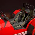 Stylish Red Vintage Roadster With White Stripes And Classic Design