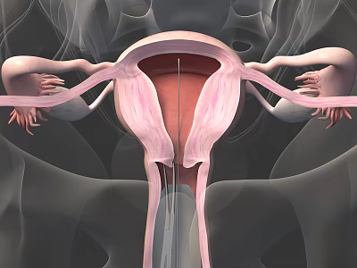 3D Medical Anatomy Illustration of Female Reproductive Organs Displaying Uterus Fallopian Tubes and Ovaries 3d model