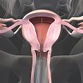 3D Medical Anatomy Illustration of Female Reproductive Organs Displaying Uterus Fallopian Tubes and Ovaries