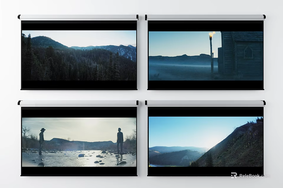 Advanced Projection Monitoring System Showing Natural Landscape Views On Multiple Screens 3d model 