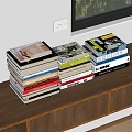 Stacked Books With Various Colors On Wooden Shelf Near Window And White Wall
