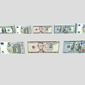 Realistic Currency Themed Decorative Ornament Set With US Dollars Euros And Various Denominations