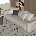 Modern Multiplayer Sofa Leather Sofa Side Hanging Paintings 3d model