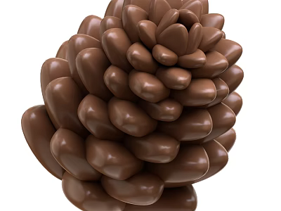 Delicious Brown Pinecone Shaped Chocolate Composed Of Heart Shaped Pieces 3d model