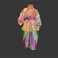 Stylish Yellow Outfit With Black Belt Red White Details And Orange Gray Brown Pants