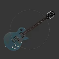 Blue Green Vintage Electric Guitar with Distressed Finish and Reflective Surface on Dark Background