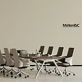 Modern Round Conference Table With White Metal Frame Ergonomic Chairs Office Essentials By MolteniC