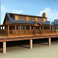 Two Story Wooden House With Spacious Porch Dark Shingle Roof And Wooden Deck