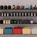 Decorative Ornament Set for Home Shelf Display with Various Ceramic Metal Wooden Decor Pieces