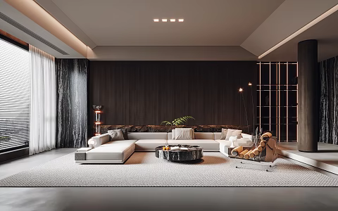modern living room villa living room 3d model