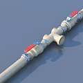 Household Plumbing Pipe Fittings With Light Colored Body Red Clips And Connecting Joints