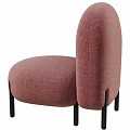 Pink Fabric Upholstered Leisure Chair With Rounded Shape And Black Slim Legs