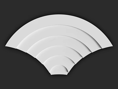 Modern White Wall Design With Layered Curved Panels And Black Background 3d model