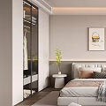 Modern Bedroom Interior Design With Comfortable Bed Nightstand Decorative Paintings And Large Window