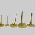 Natural Wooden Tree Trunks with Stone Bases Covered in Lush Green Moss
