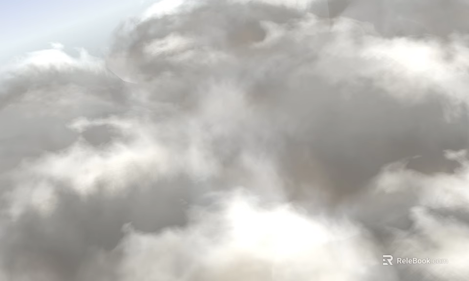 Fluffy White And Gray Clouds In Layered Atmospheric Sky View 3d model 