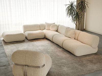 Multi-person Sofa Minotti Sofa Coffee Table Combination Multi-person Sofa Single Sofa 3d model