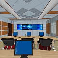 Modern Control Room Setup With Multiple Monitoring Screens Ergonomic Chairs And Metal Grid Walls