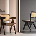 Modern Designer Dining Chairs With Wooden Frame And Woven Details For Interior
