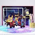 Vibrant Rock Stage Design With Guitar ROCK Letters Lightning And Starry Background