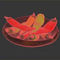 Colorful Chili Peppers On Black Plate With Red Green And Orange Varieties