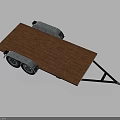 Flatbed Utility Trailer With Wooden Deck Metal Frame And Dual Wheels