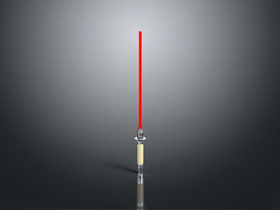 Red Slender Rod With Silver And Beige Base And Reflective Surface 3d model