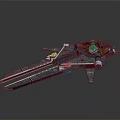 Futuristic Sci Fi Spaceship Featuring Blue Red Color Metallic Body Complex Wings And Engine Details