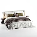 Modern Soft Upholstered Single Bed With Cozy Bedding Decorative Pillows And Matching Bedside Table
