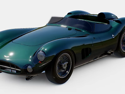 Green Classic Open Top Sports Car With Streamlined Bodywork And Vintage Design 3d model