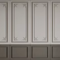 Classic Decorative Wall Paneling With Ornate Details And Light Dark Panel Design 3d model