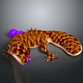 3D Rendered Brown Spotted Aquatic Animal With Purple Balls On Gray Gradient Background