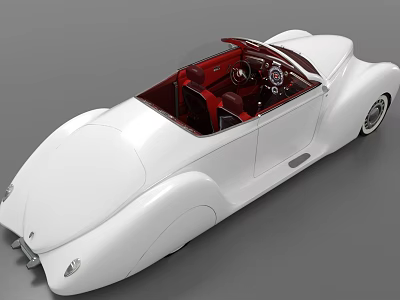 White Classic Convertible Car With Red Interior And Sleek Vintage Body Design 3d model