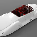 White Classic Convertible Car With Red Interior And Sleek Vintage Body Design