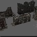 Ruined Building Components In Urban Ruins Featuring Collapsed Walls And Broken Concrete Structures