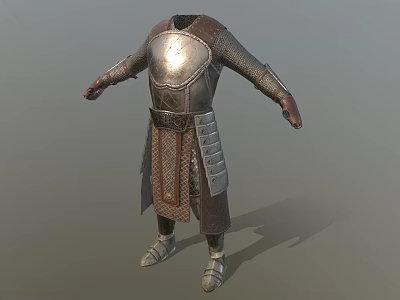 Medieval Armor 3D Render With Metal Leather Cuirass Arm Guards Skirt And Boots 3d model