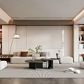 Modern Elegant Living Room Interior With Beige Sofa Coffee Table And Fireplace 3d model